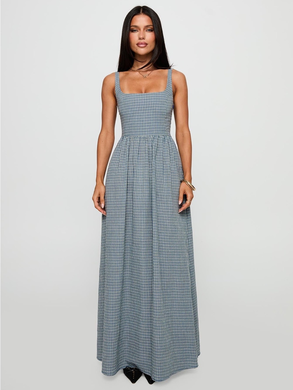Princess Polly Cartmel Check Maxi Dress Navy - Picture 4 of 12
